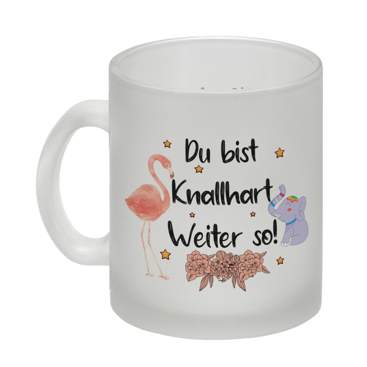 Flamingo und Elefant Motivation Kaffeebecher mit Spruch