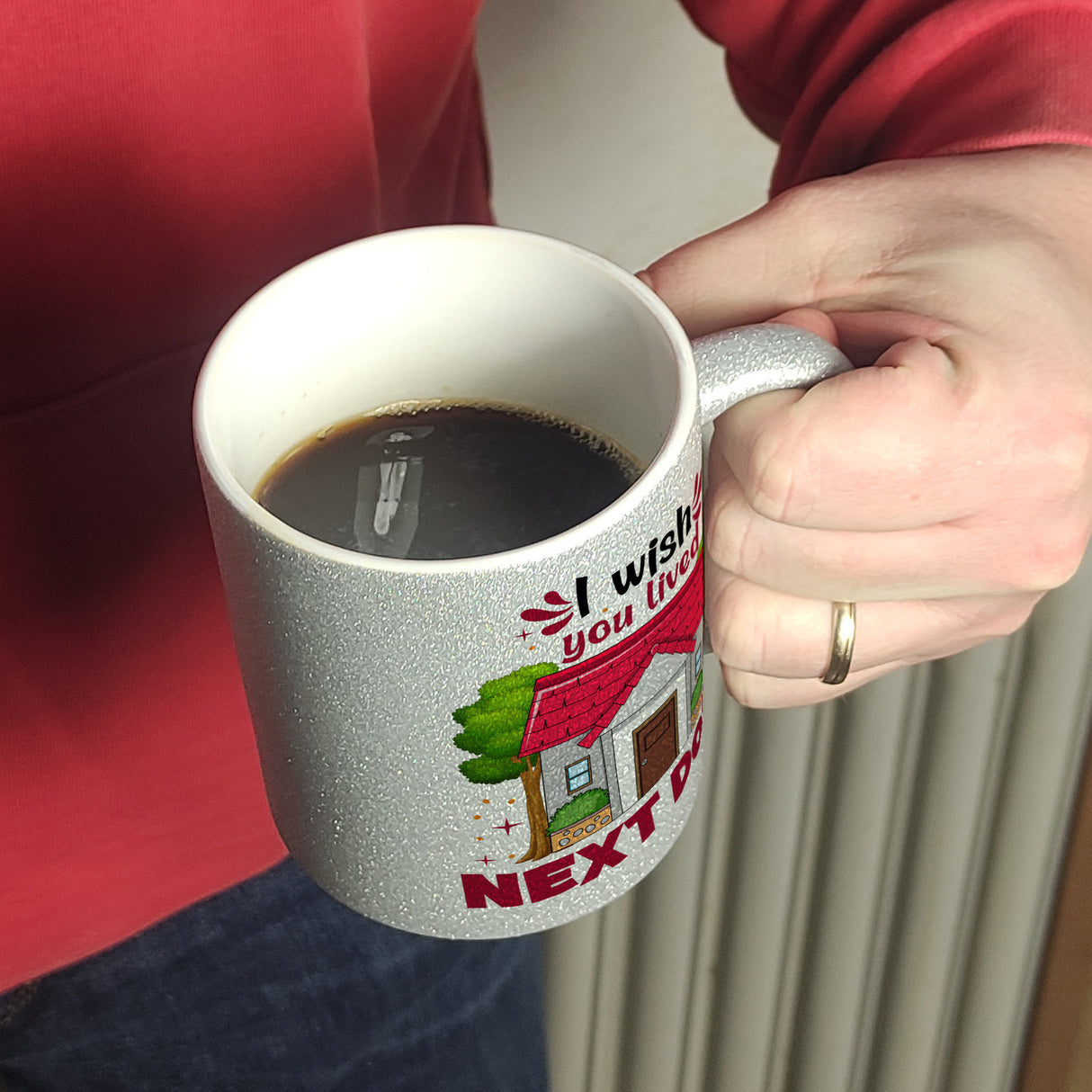 Freundschaft Kaffeebecher mit Spruch: I wish you lived next door