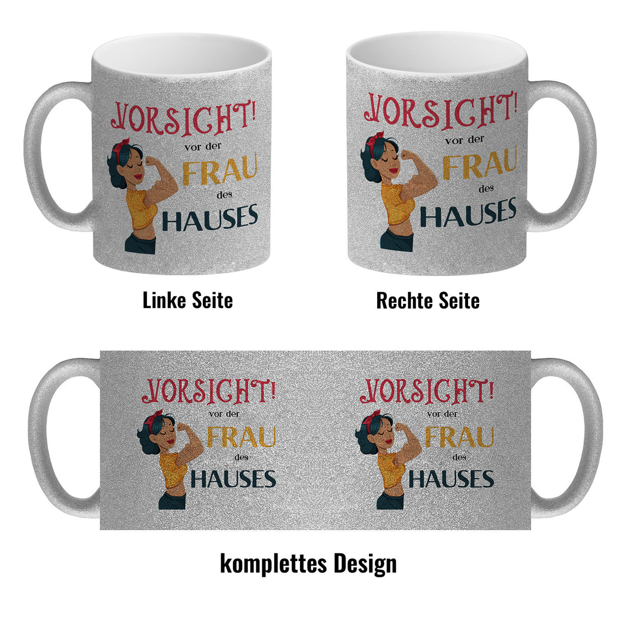 Hausfrau Kaffeebecher mit Spruch Vorsicht vor der Frau des Hauses