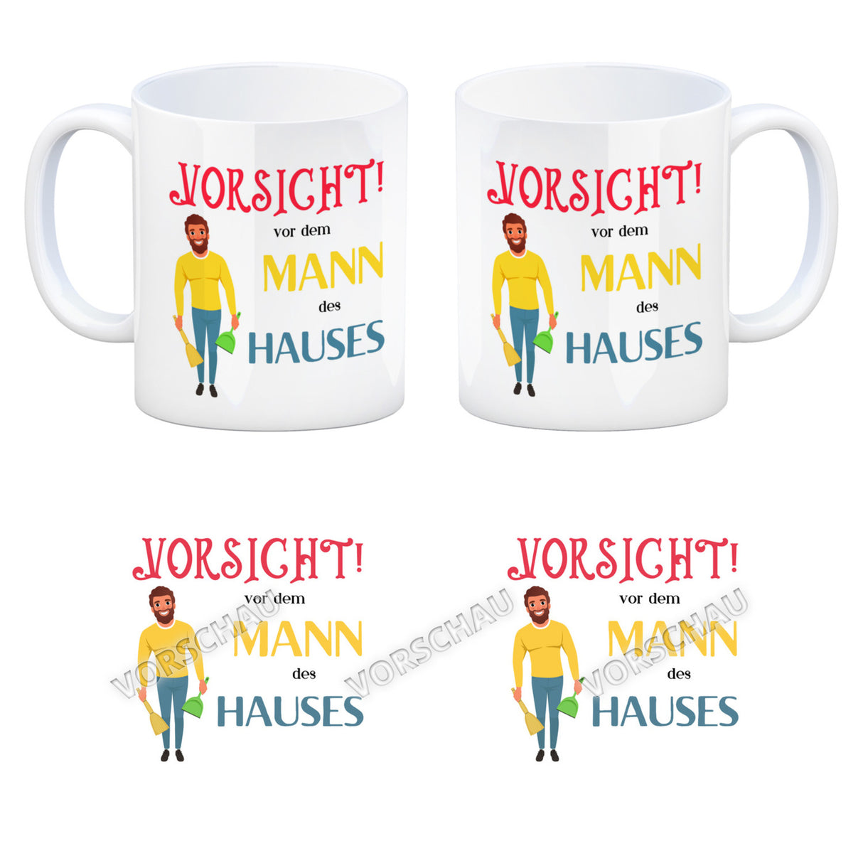 Hausfrau Kaffeebecher mit Spruch Vorsicht vor der Frau des Hauses