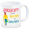 Hausfrau Kaffeebecher mit Spruch Vorsicht vor der Frau des Hauses