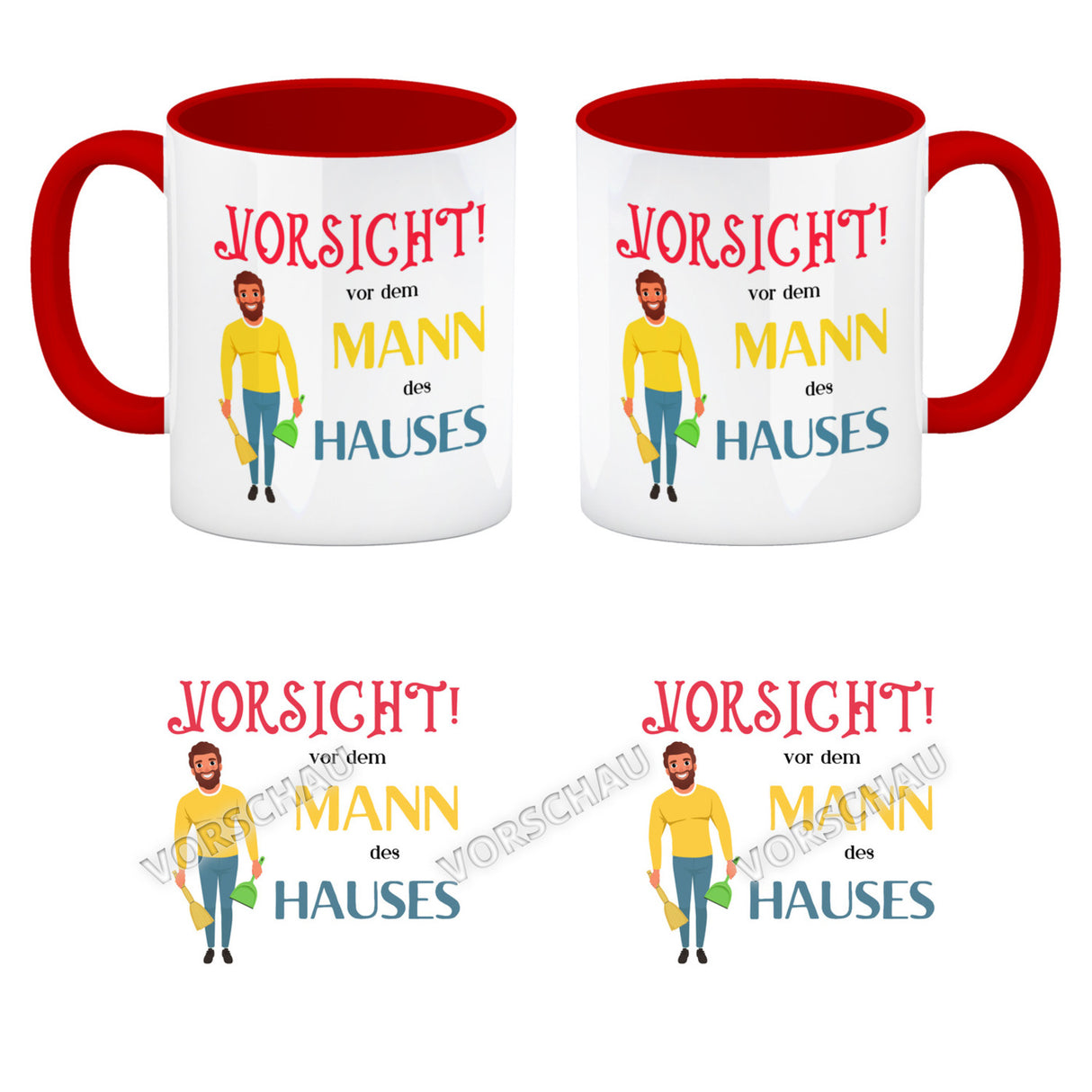 Hausfrau Kaffeebecher mit Spruch Vorsicht vor der Frau des Hauses