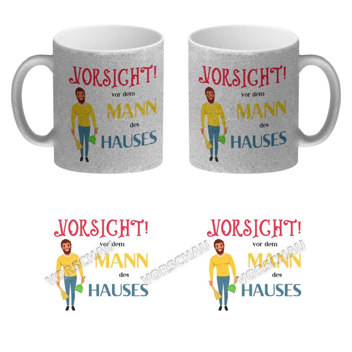 Hausfrau Kaffeebecher mit Spruch Vorsicht vor der Frau des Hauses