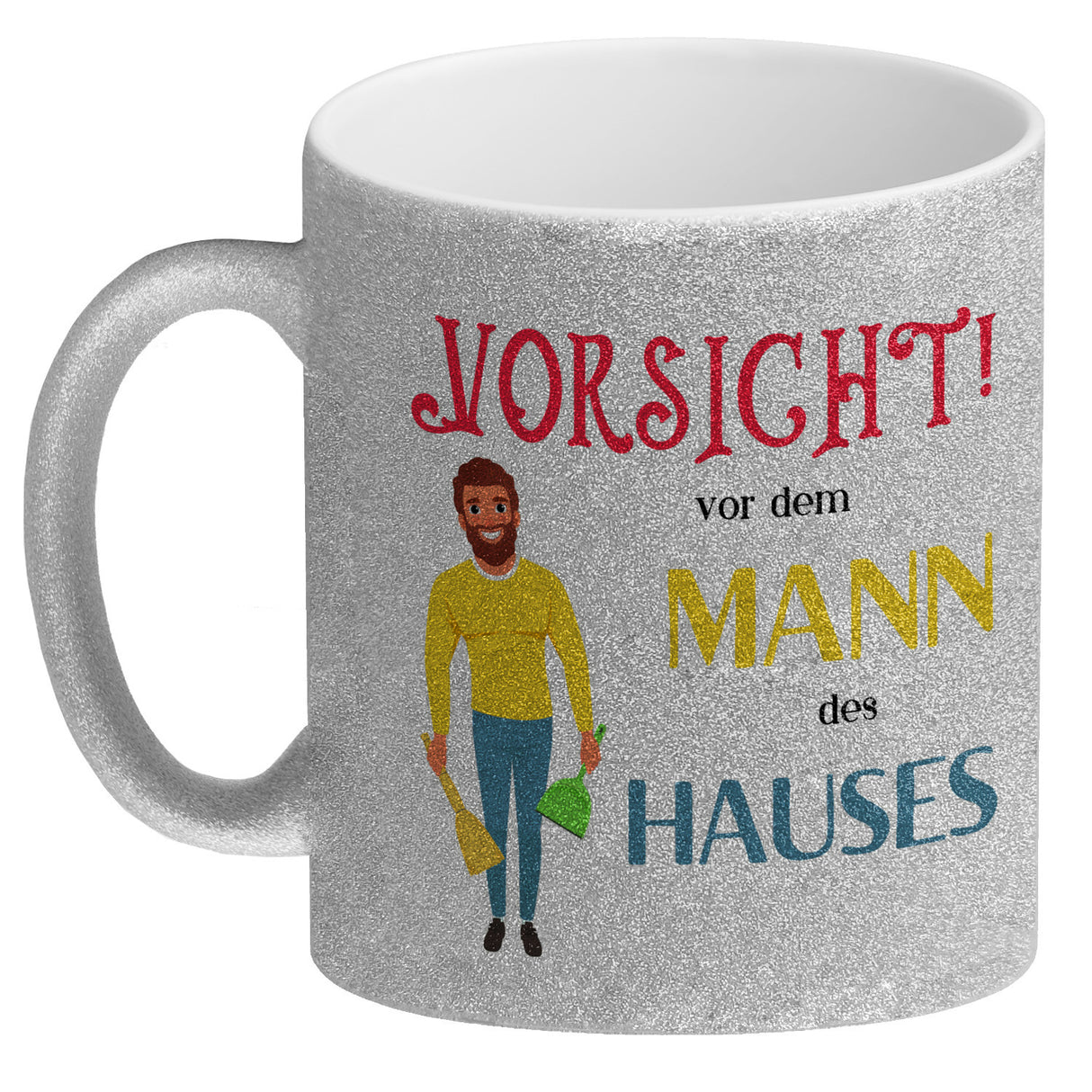 Hausfrau Kaffeebecher mit Spruch Vorsicht vor der Frau des Hauses
