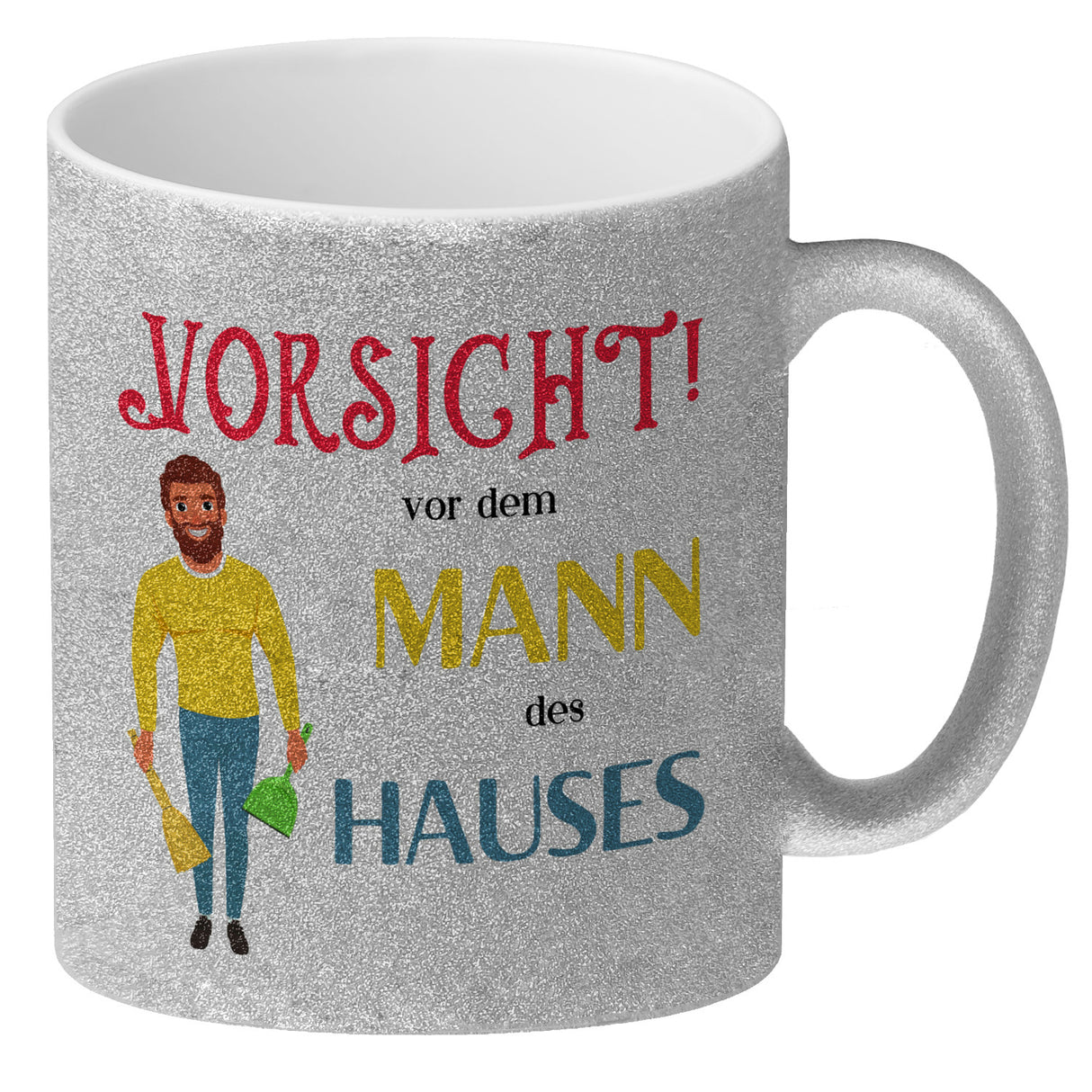 Hausfrau Kaffeebecher mit Spruch Vorsicht vor der Frau des Hauses