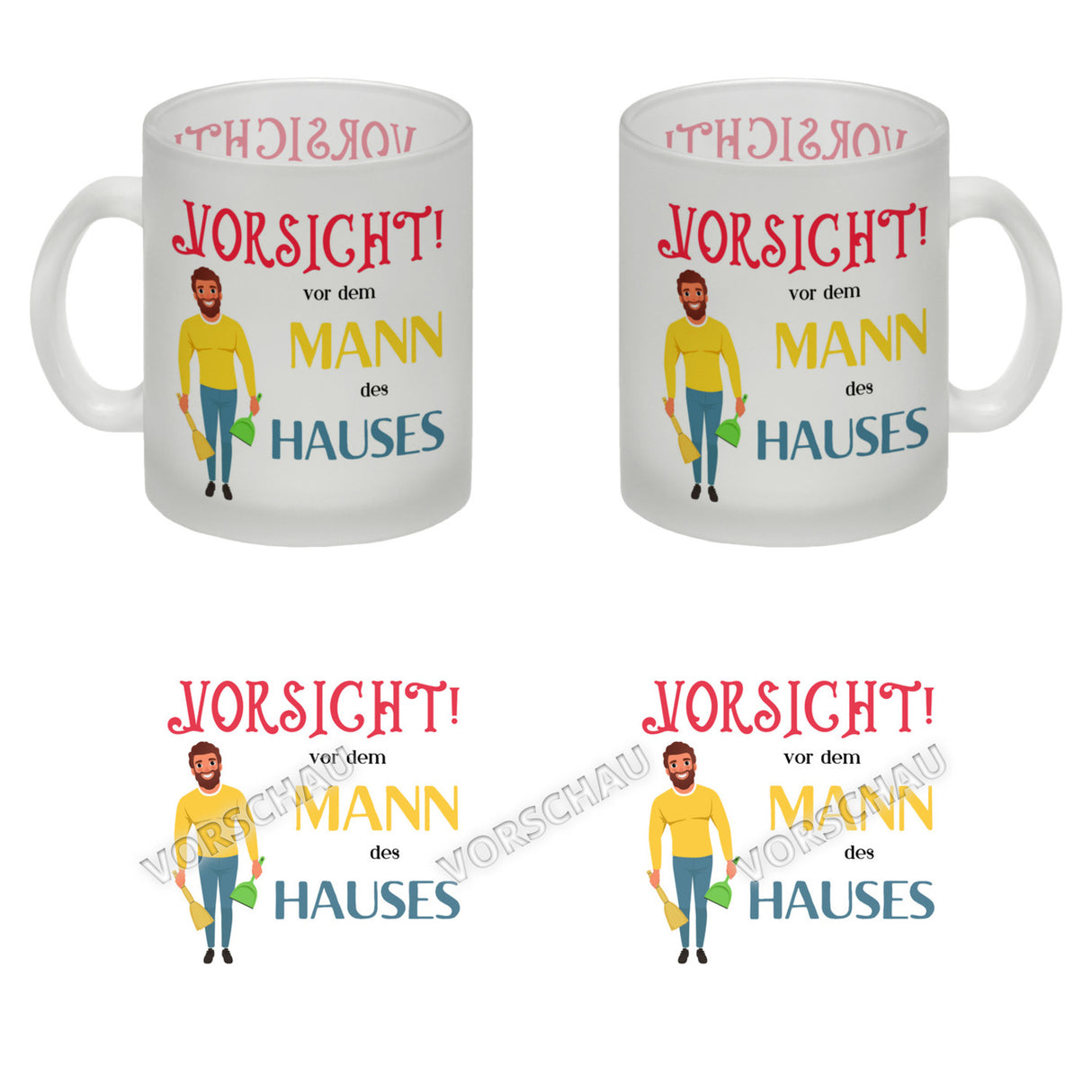 Hausfrau Kaffeebecher mit Spruch Vorsicht vor der Frau des Hauses