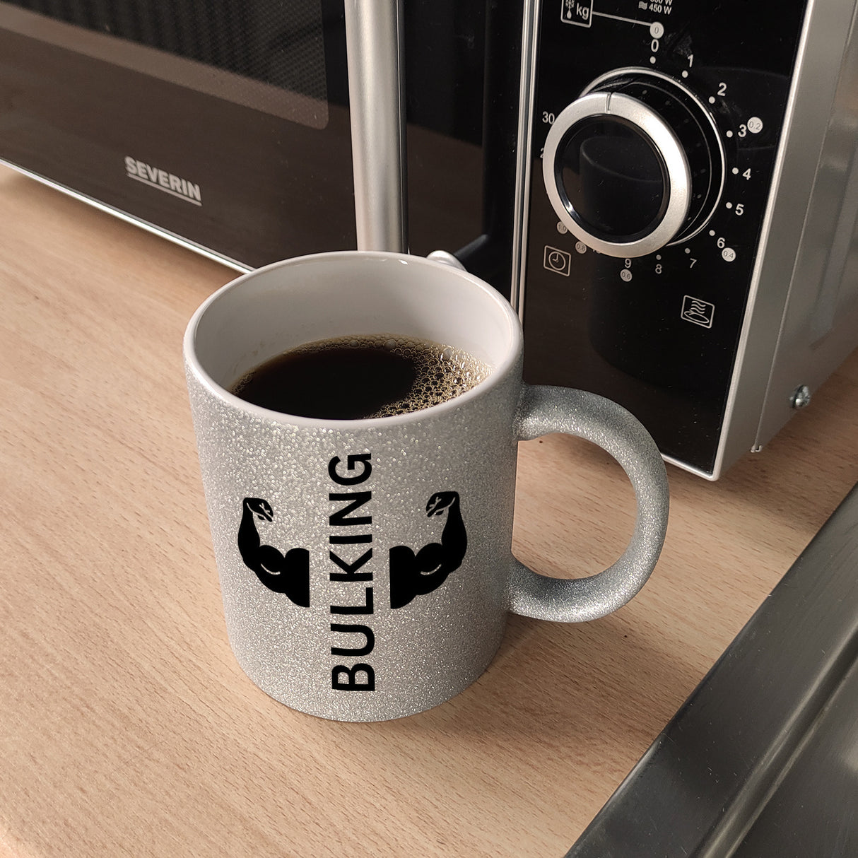 Fitness Kaffeebecher mit Spruch BULKING