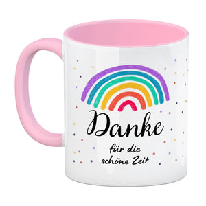 Regenbogen Kaffeebecher mit Spruch Danke für die schöne Zeit