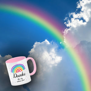 Regenbogen Kaffeebecher mit Spruch Danke für die schöne Zeit