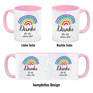 Regenbogen Kaffeebecher mit Spruch Danke für die schöne Zeit