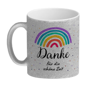 Regenbogen Kaffeebecher mit Spruch Danke für die schöne Zeit
