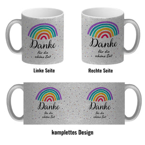 Regenbogen Kaffeebecher mit Spruch Danke für die schöne Zeit