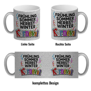 Kölner Karneval Kaffeebecher mit Konfetti und Luftschlangen