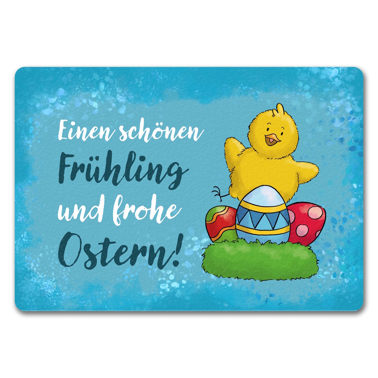 Schönen Frühling und frohe Ostern Fußmatte mit Spruch und Küken