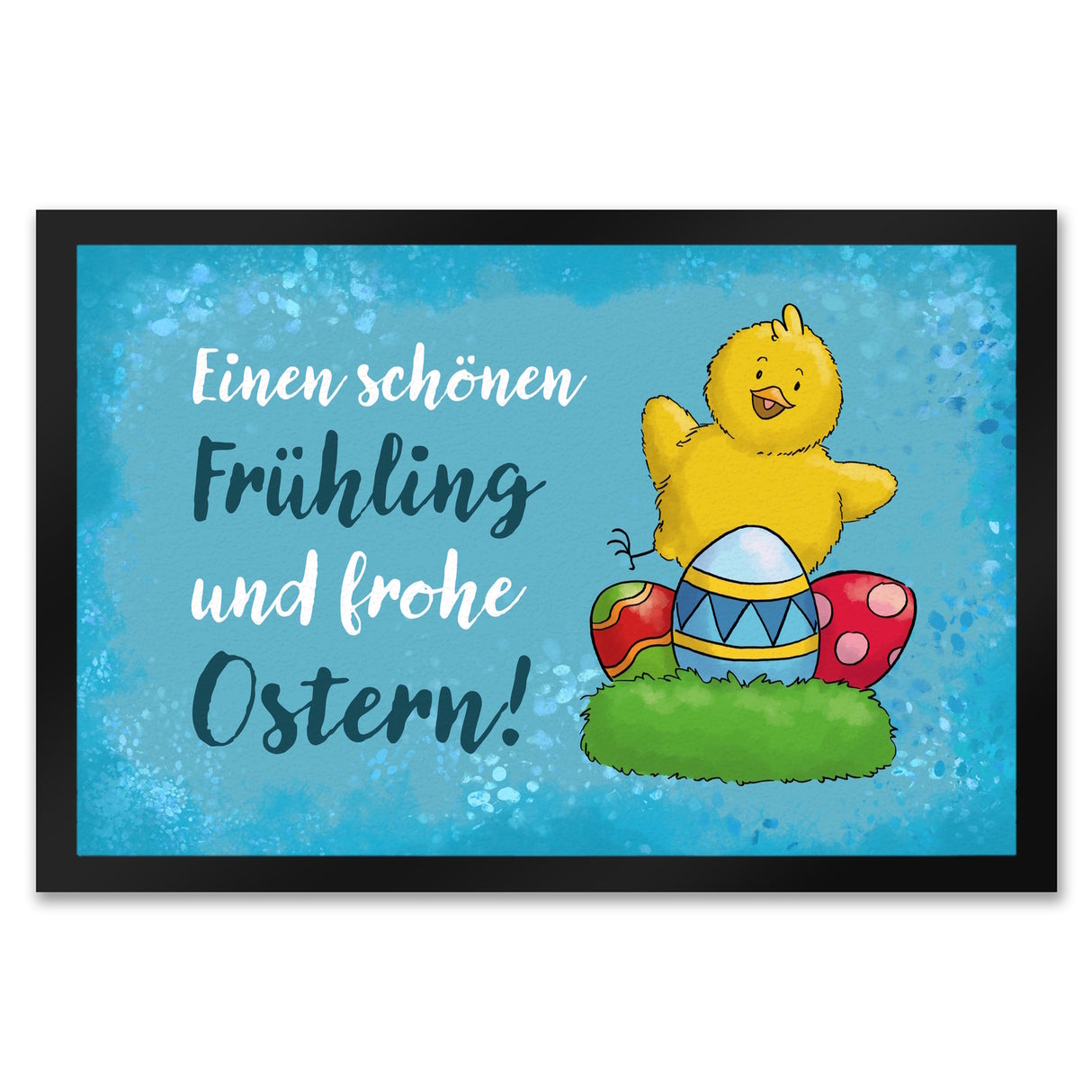 Schönen Frühling und frohe Ostern Fußmatte mit Spruch und Küken