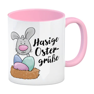 Hasige Ostergrüße Kaffeebecher mit niedlichem Osterhasen