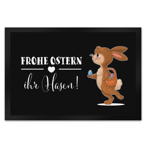 Frohe Ostern ihr Hasen Fußmatte mit süßem Osterhase