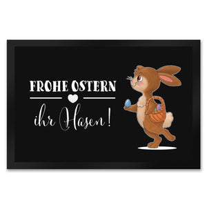 Frohe Ostern ihr Hasen Fußmatte mit süßem Osterhase