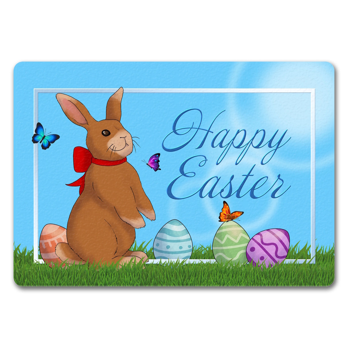 Happy Easter Fußmatte mit Osterhasen und bunten Ostereiern