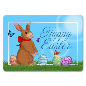 Happy Easter Fußmatte mit Osterhasen und bunten Ostereiern