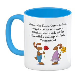 Ostergedicht über Osterhasen Kaffeebecher mit Spruch