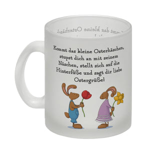 Ostergedicht über Osterhasen Kaffeebecher mit Spruch