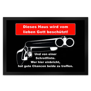 Dieses Haus wird von Gott und einer Schrotflinte beschützt Fußmatte in 35x50 cm