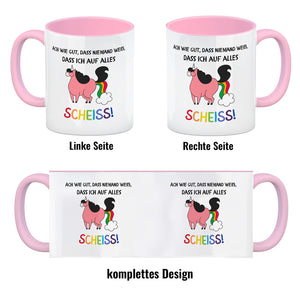 Einhorn Kaffeebecher mit Spruch Ach wie gut, dass niemand weiß