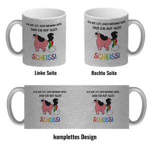 Einhorn Kaffeebecher mit Spruch Ach wie gut, dass niemand weiß