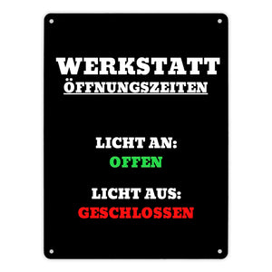 Werkstatt Öffnungszeiten Metallschild in 15x20 cm