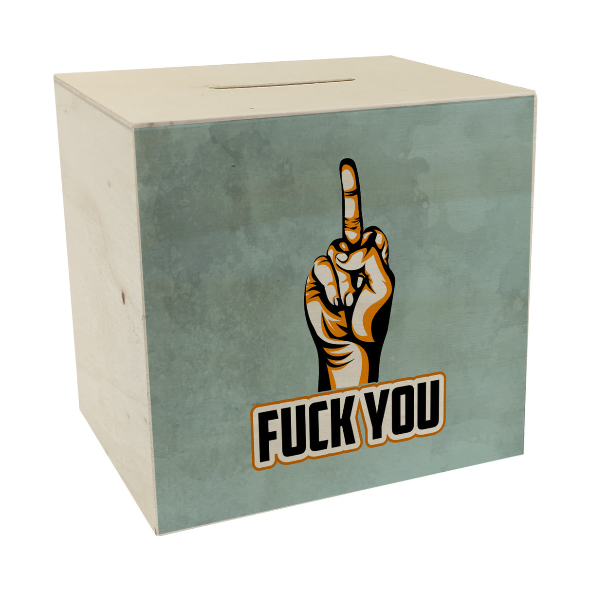 Fuck You Spardose mit Mittelfinger Motiv