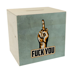 Fuck You Spardose mit Mittelfinger Motiv