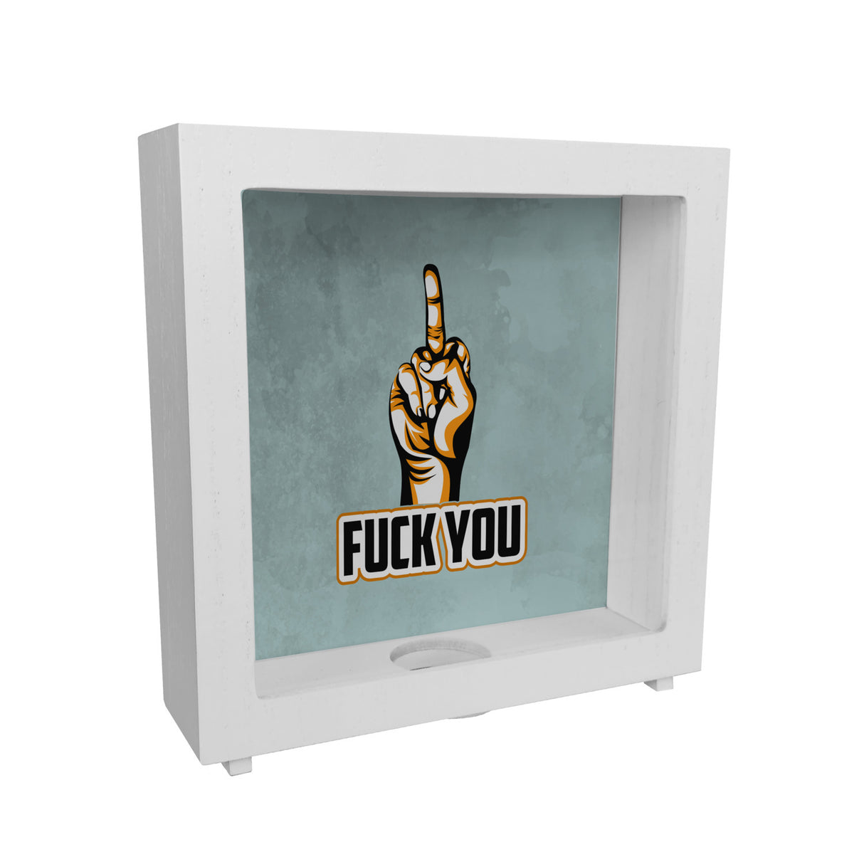 Fuck You Spardose mit Mittelfinger Motiv