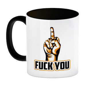 Fuck You Kaffeebecher mit Mittelfinger Motiv