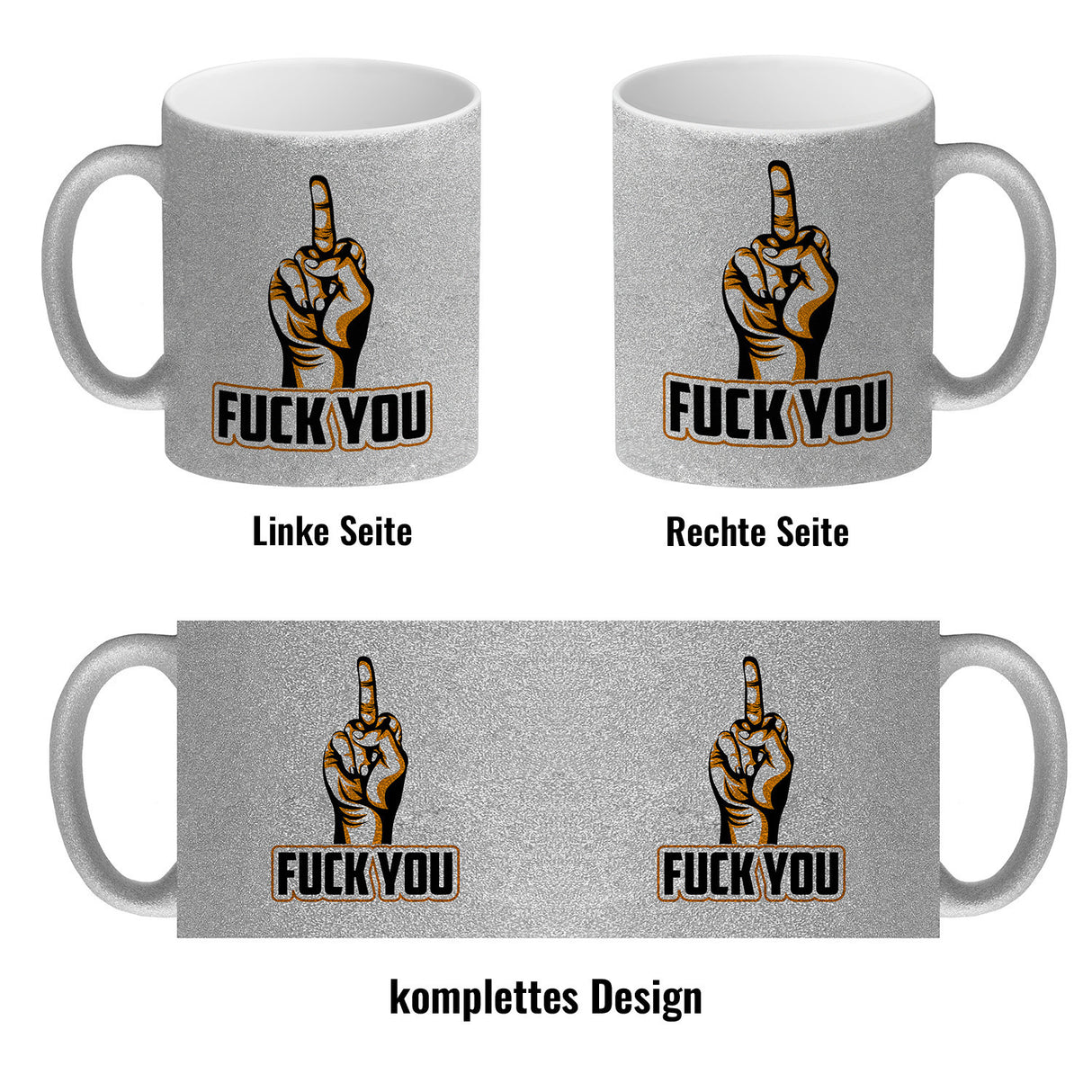 Fuck You Kaffeebecher mit Mittelfinger Motiv