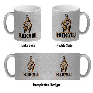 Fuck You Kaffeebecher mit Mittelfinger Motiv