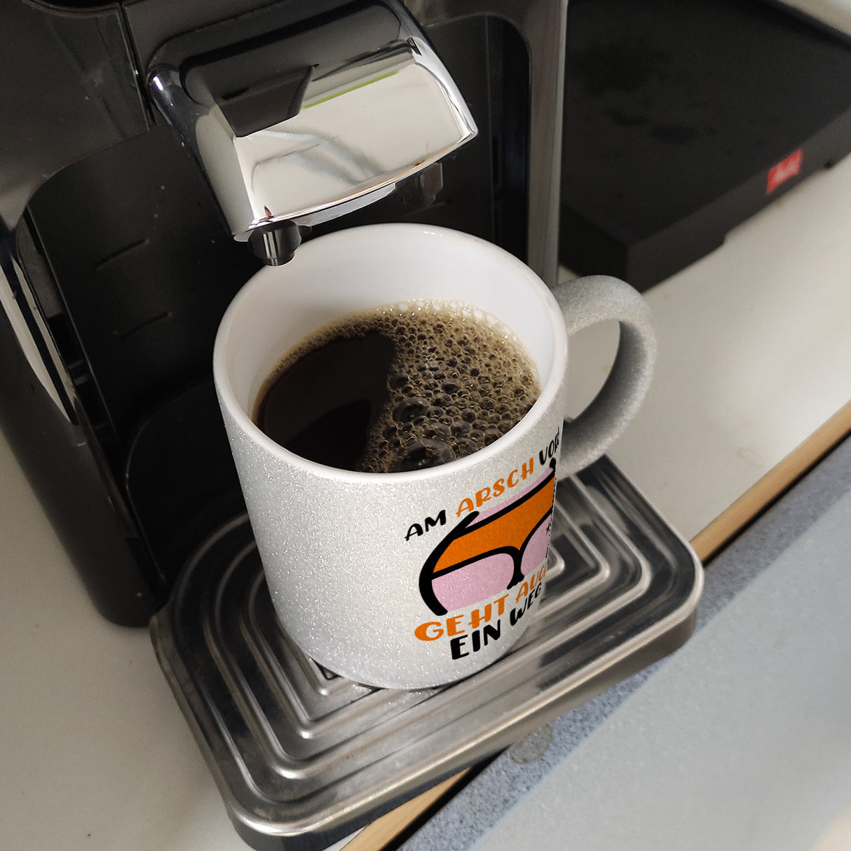 Hintern Kaffeebecher mit Spruch Am Arsch vorbei geht auch ein Weg