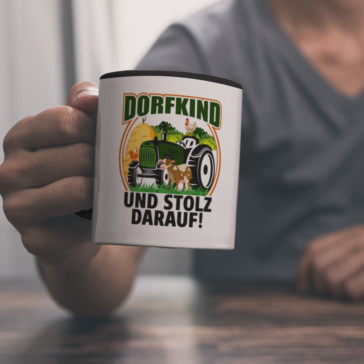 Dorf Kaffeebecher mit Spruch Dorfkind und stolz darauf