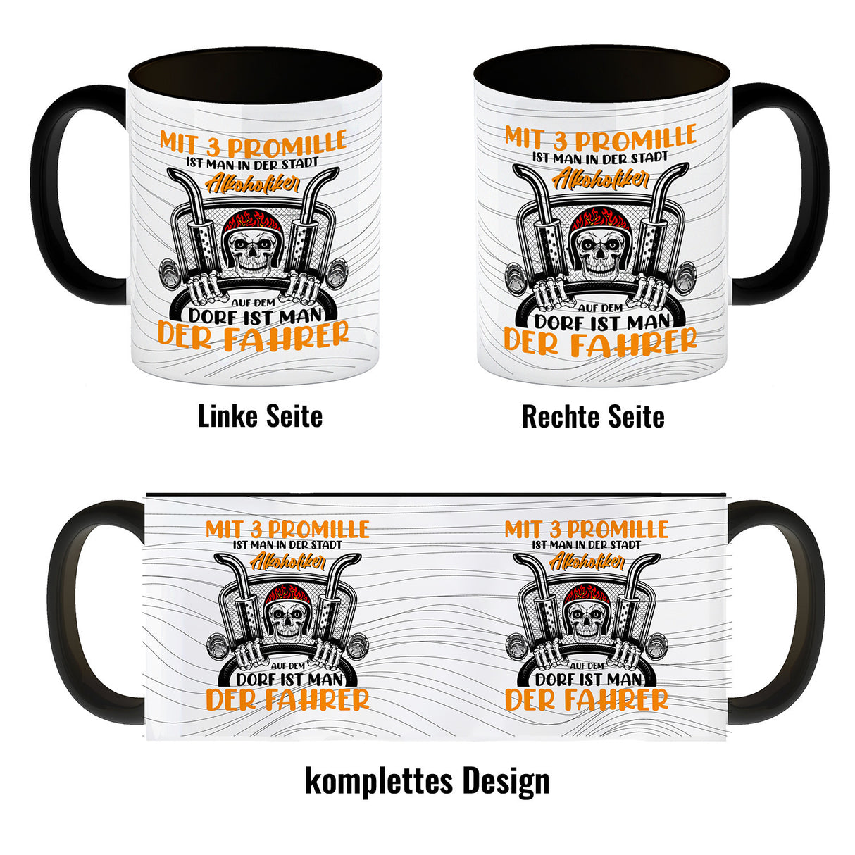 Dorfkind Kaffeebecher mit Spruch Mit 3 Promille ist man der Fahrer