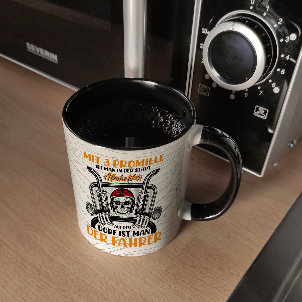 Dorfkind Kaffeebecher mit Spruch Mit 3 Promille ist man der Fahrer