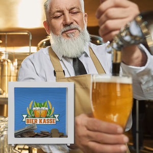Bier Kasse Spardose mit Hopfen und Ähren