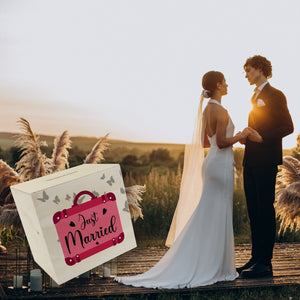 Just married Hochzeit Spardose mit pinkem Koffer