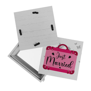 Just married Hochzeit Spardose mit pinkem Koffer