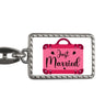Just married Hochzeit Schlüsselanhänger mit pinken Koffer