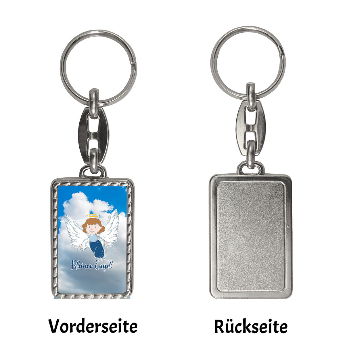 Kleiner Engel Schlüsselanhänger mit Wolkenhimmel und Schutzengel