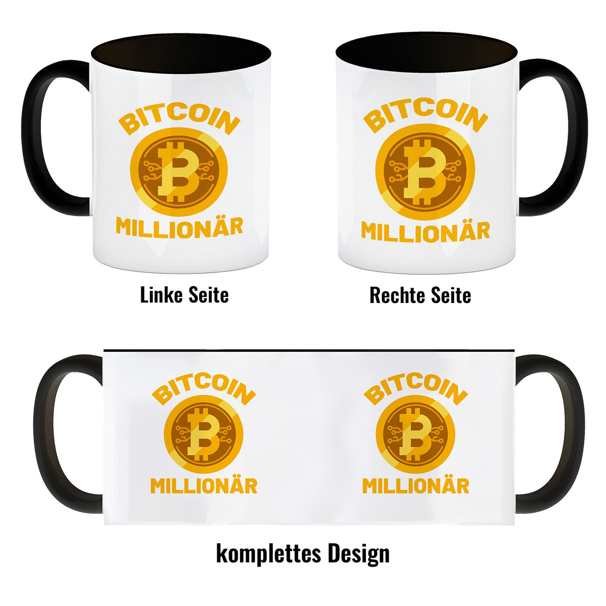 Bitcoin Millionär Kaffeebecher mit Kryptowährung
