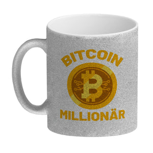 Bitcoin Millionär Kaffeebecher mit Kryptowährung