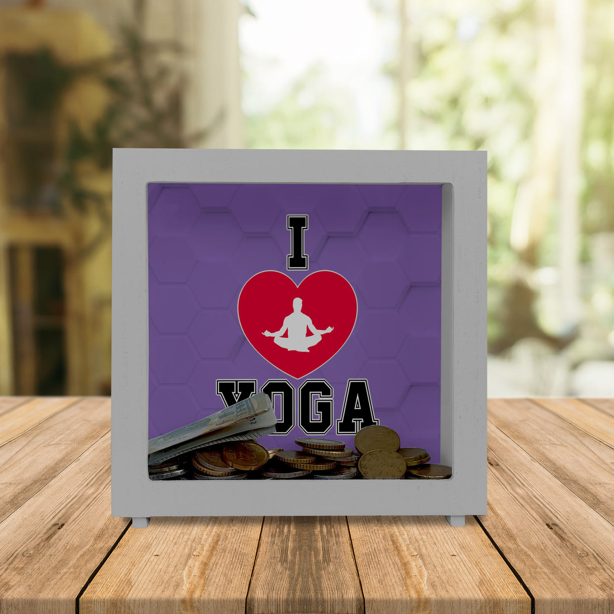 I love Yoga Spardose für Yogalehrer