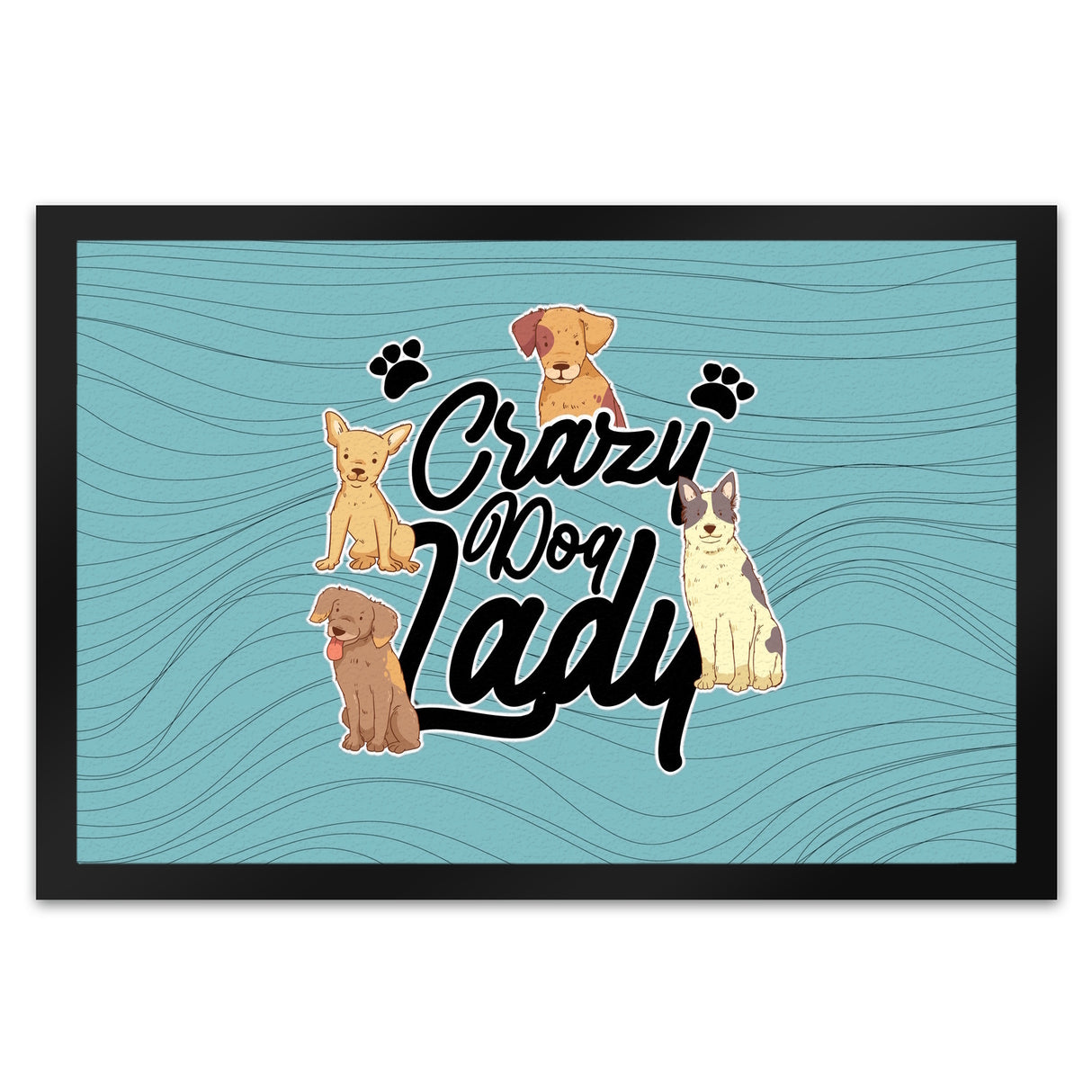 Hunde Fußmatte in 35x50 cm Crazy Dog Lady für Hundeliebhaber