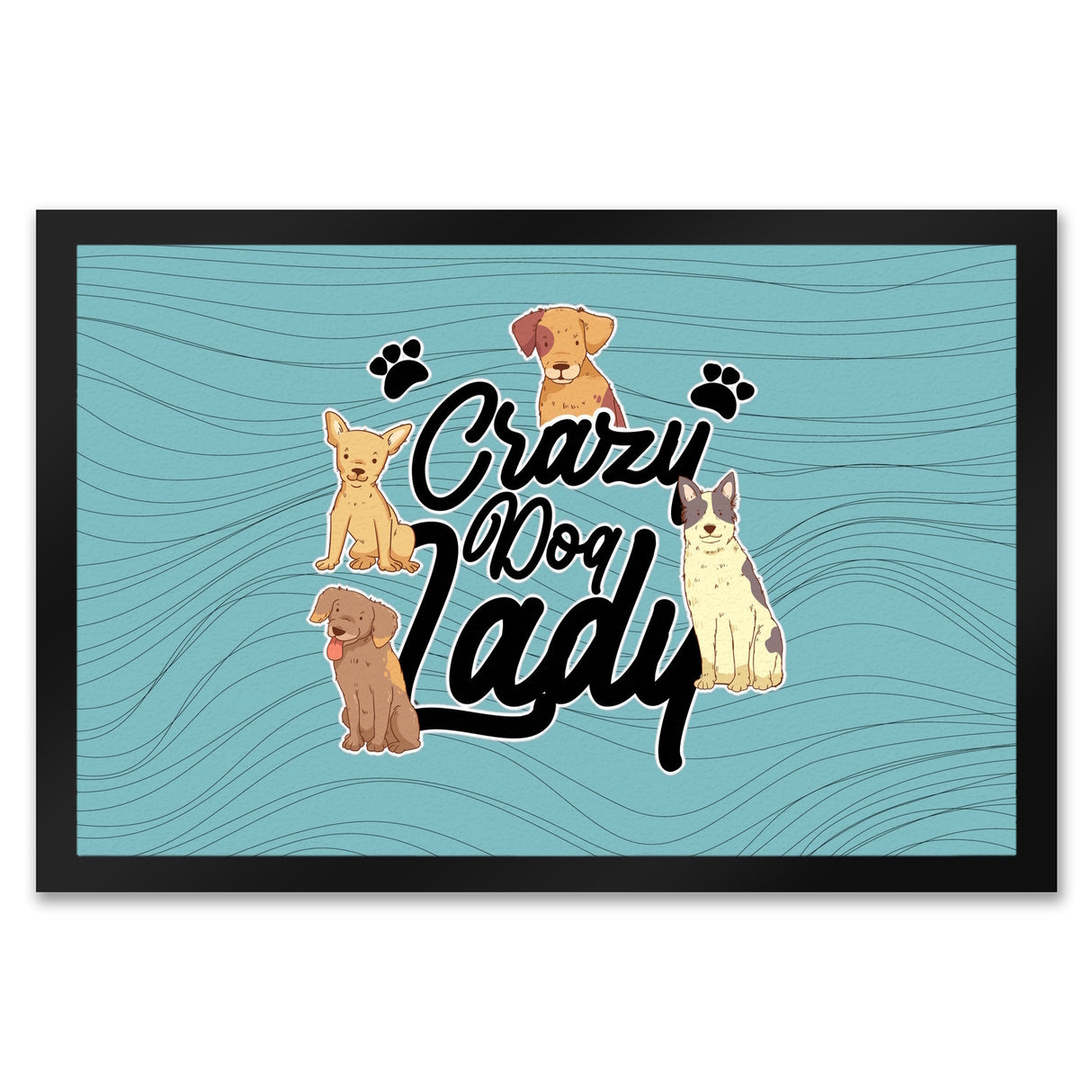 Hunde Fußmatte in 35x50 cm Crazy Dog Lady für Hundeliebhaber